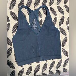 FP Movement by Free People Deep Blue Ribbed Crop Top